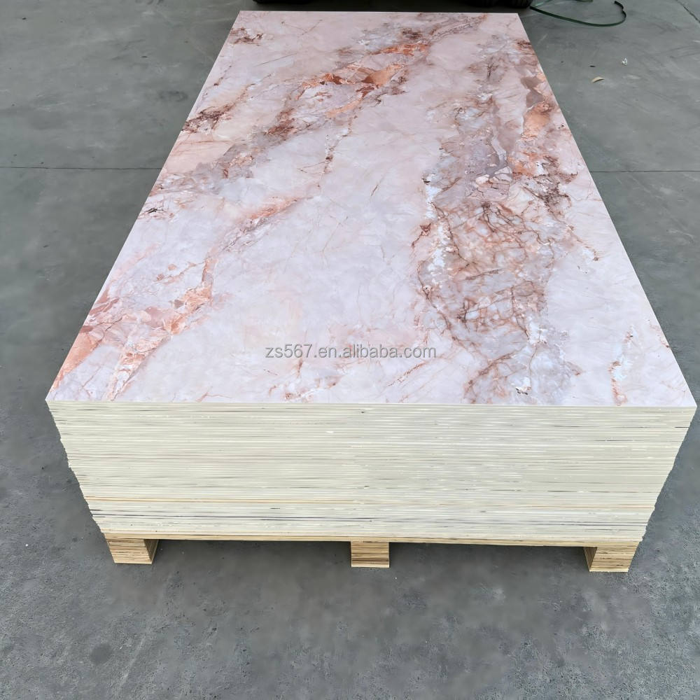 PVC Marble Wall Panel 3mm/4mm/5mm/6mm High Gloss/Matte Fireproof Class B1 Waterproof Lightweight for Bathroom/Wall Decoration