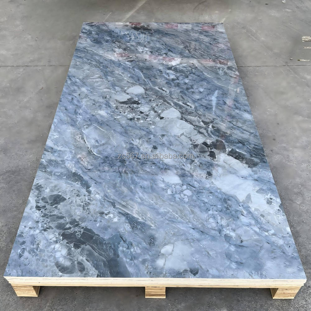 PVC Marble Wall Panel 3mm/4mm/5mm/6mm High Gloss/Matte Fireproof Class B1 Waterproof Lightweight for Bathroom/Wall Decoration