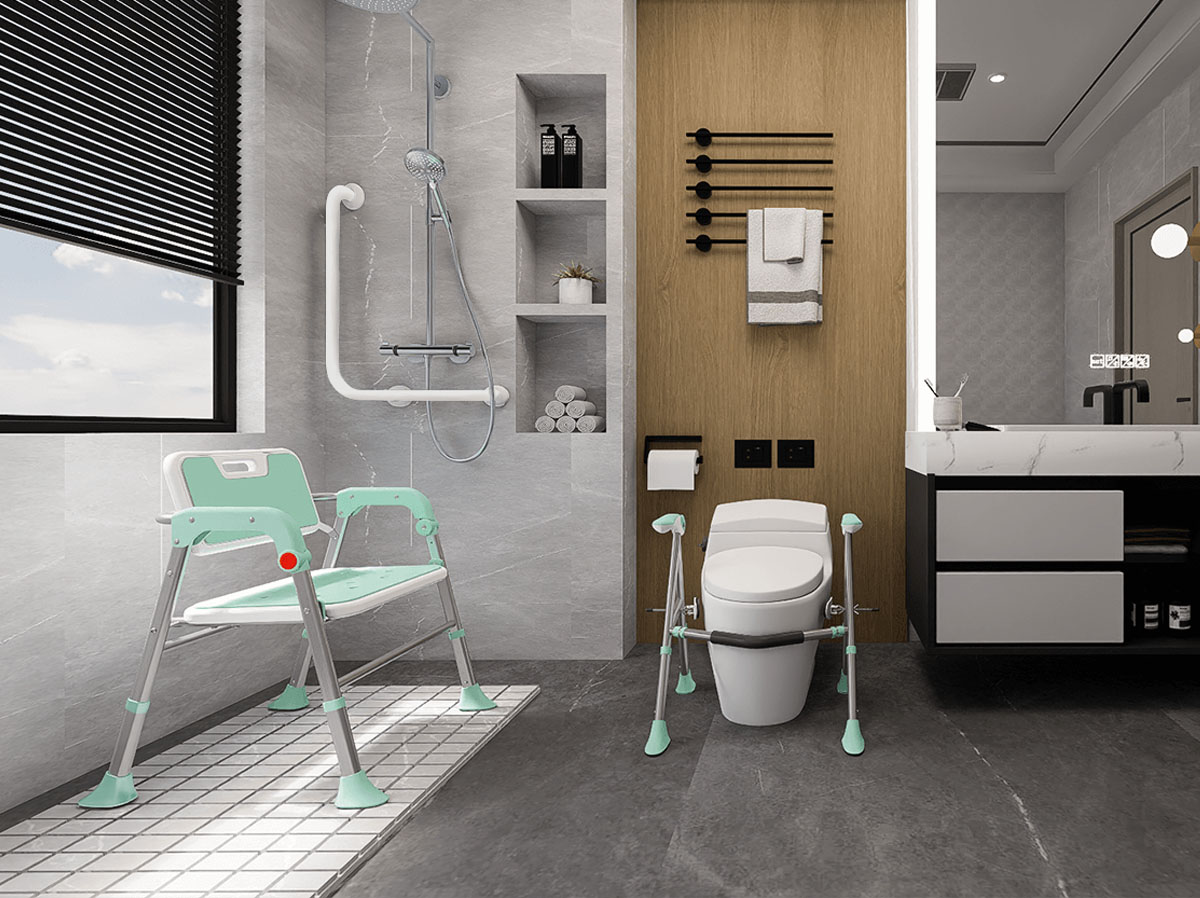 Coastal Home Bathroom Safety Upgrade: Stainless Steel Grab Bars and Shower Chairs